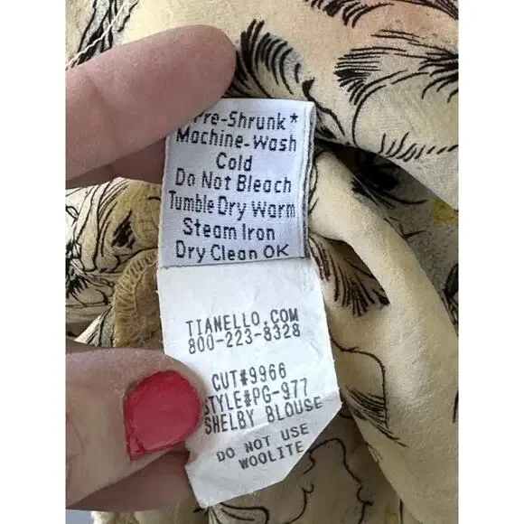Tianello vintage Shelby boho Floral Babydoll Blouse XL Rayon $128 - Picture 5 of 11